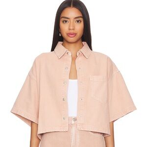 AGOLDE Rona denim box shirt in pink salt